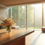 Intérieur moderne d'un crématorium calme avec lumière naturelle