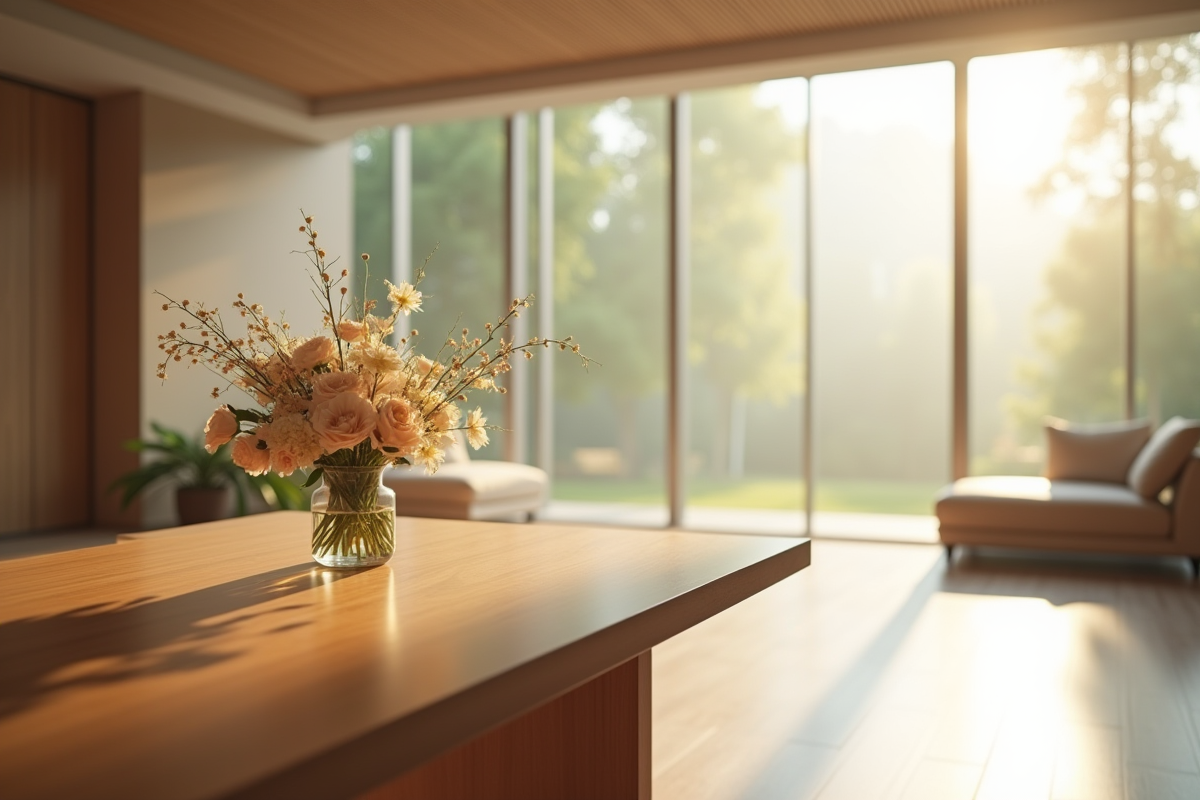 Intérieur moderne d'un crématorium calme avec lumière naturelle
