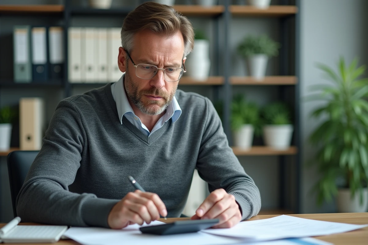 Homme d'affaires en bureau moderne vérifiant des papiers