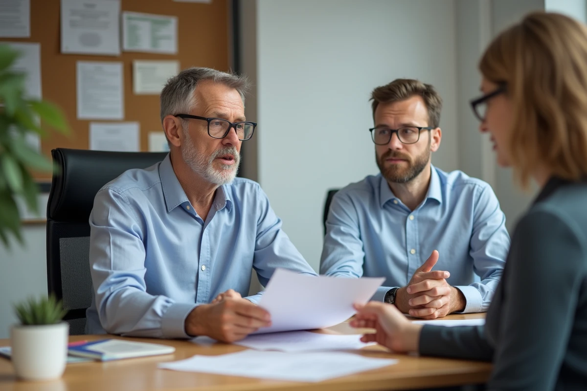 Homme en discussion avec conseiller dans un bureau