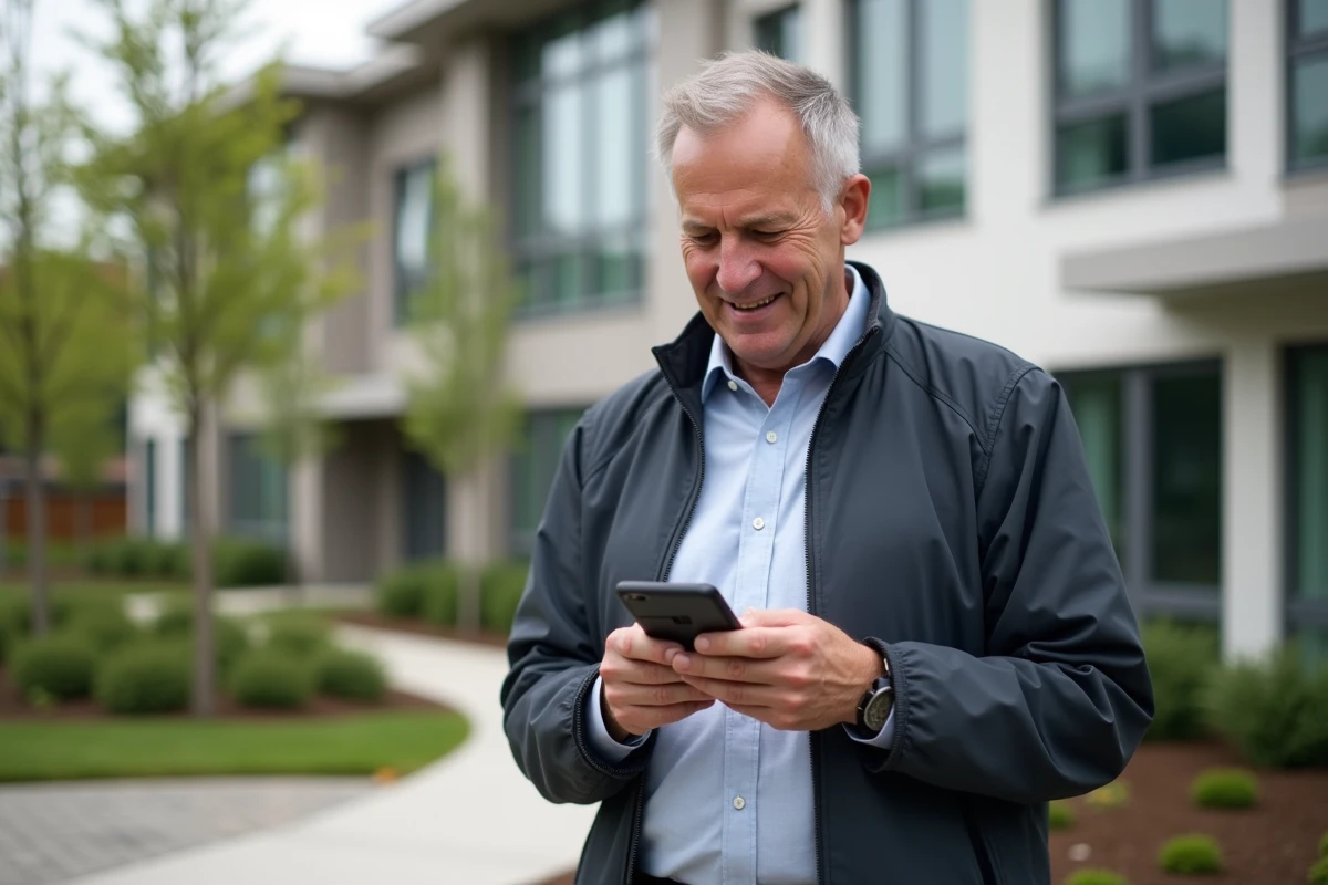 Homme vérifiant une application de comparaison d