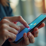 Mains tenant un smartphone moderne avec interface tactile