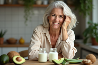 Femme souriante appliquant un masque capillaire naturel
