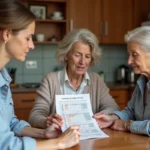 Therapeute occupationnelle avec famille dans cuisine chaleureuse