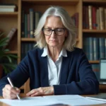 Une tutrice vérifiant des documents administratifs liés à la gestion de compte d'un majeur protégé en 2026